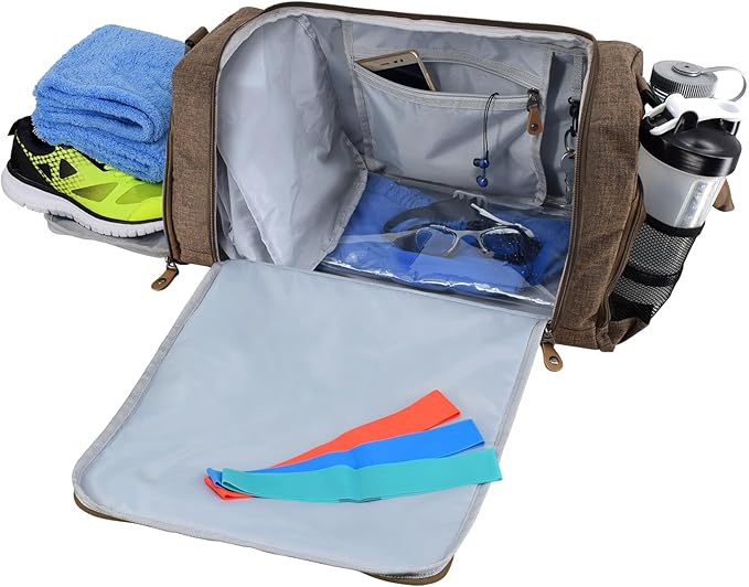 Ultimate Gym Bag 2.0: The Durable Crowdsource Designed Duffel Bag with 10 Optimal Compartments Including Water Resistant Pouch