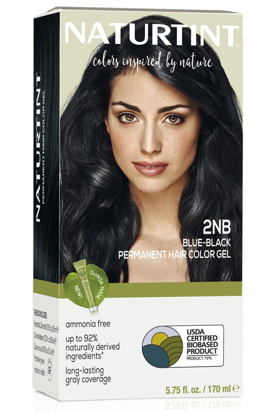 Naturtint 2NB Blue Black Permanent Hair Color (Pack of 1), Ammonia Free, Vegan, Cruelty Free, up to 100% Gray Coverage, Long Lasting Results (Packaging may vary)