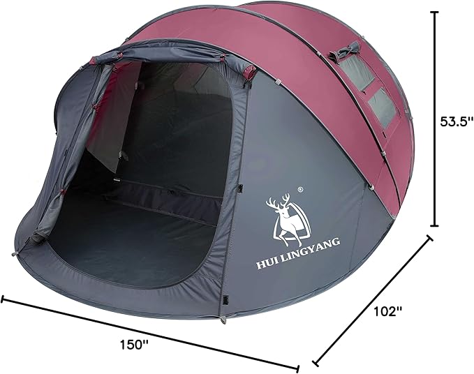 6 Person Easy Pop Up Tent,12.5’ x 8.5‘ x53.5,Automatic Setup,Waterproof, Double Layer,Instant Family Tents for Camping,Hiking & Traveling