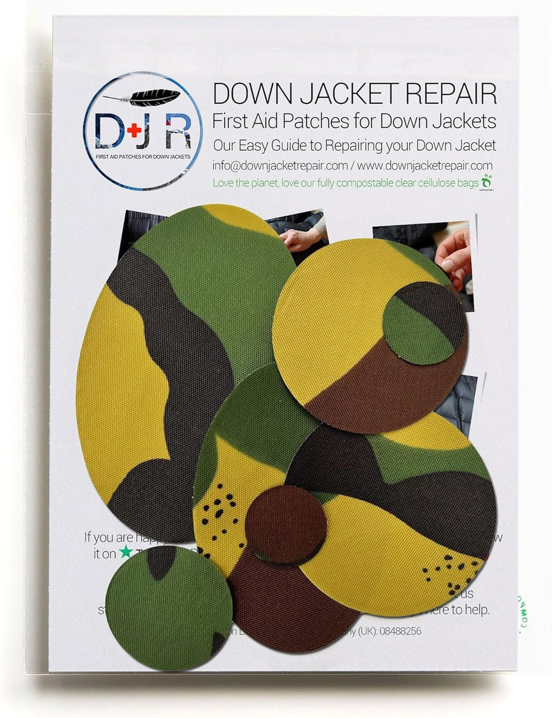 Pro-Fix Down Jacket Repair Patches Easy to Use, Pre-Cut, Self-Adhesive, Waterproof, Tear-Resistant Rip-Stop Nylon Fabric Patches for Jackets & Patches for Clothing, Down Jacket Patches - (Camo)