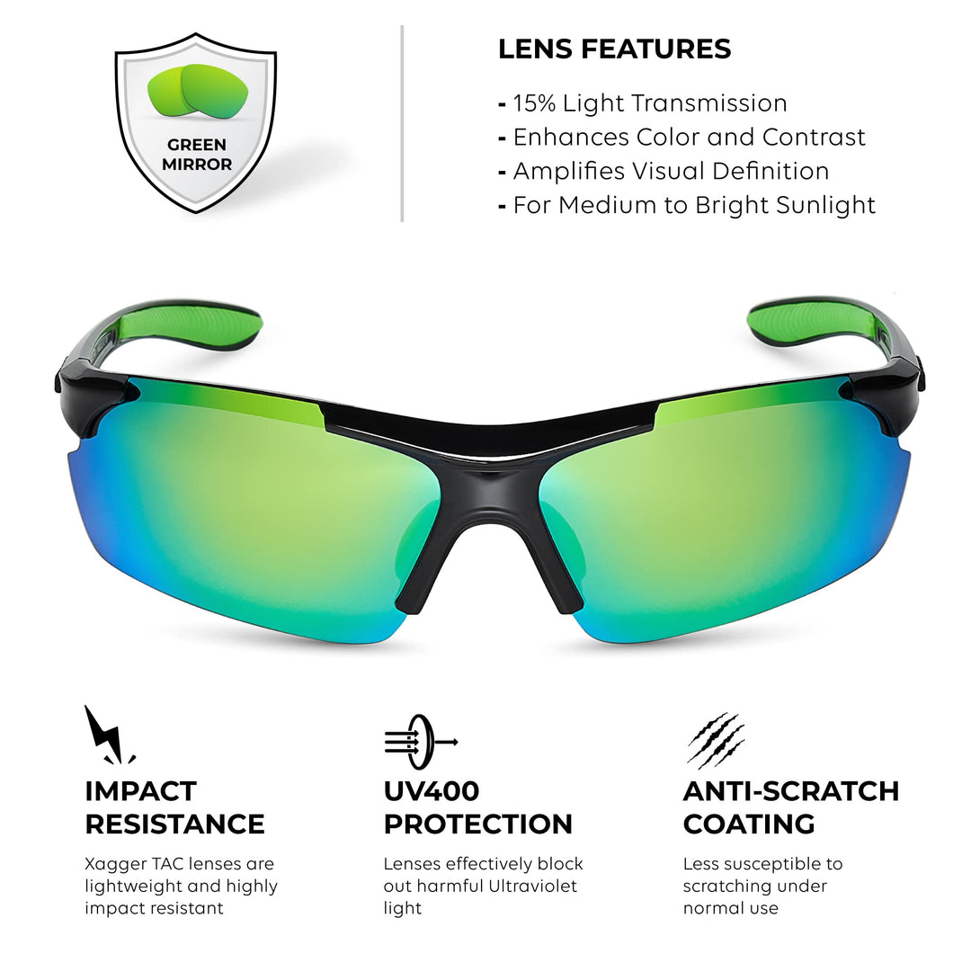 Xagger Polarized Wrap Around Sport Sunglasses for Men Women UV400 Baseball Softball Running Cycling Glasses