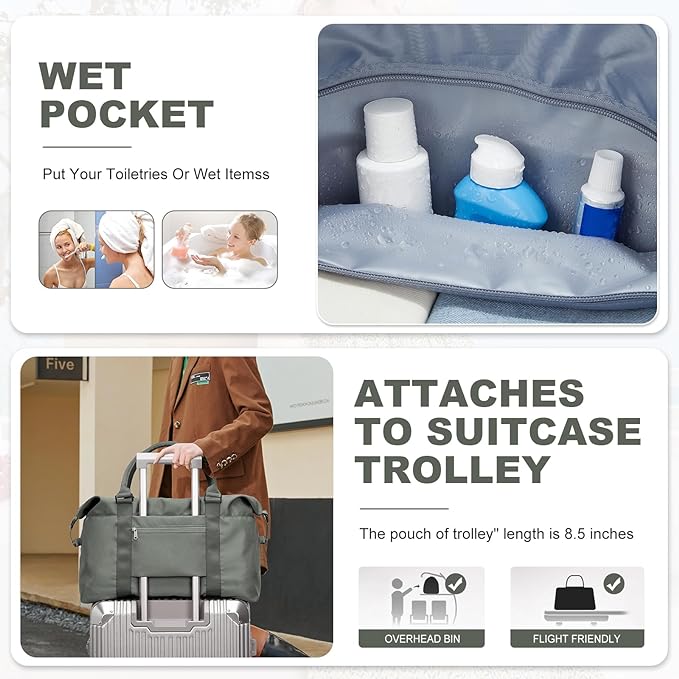 Travel Duffel Bag,Sports Tote Gym Bag,Shoulder Weekender Overnight Bag for Women