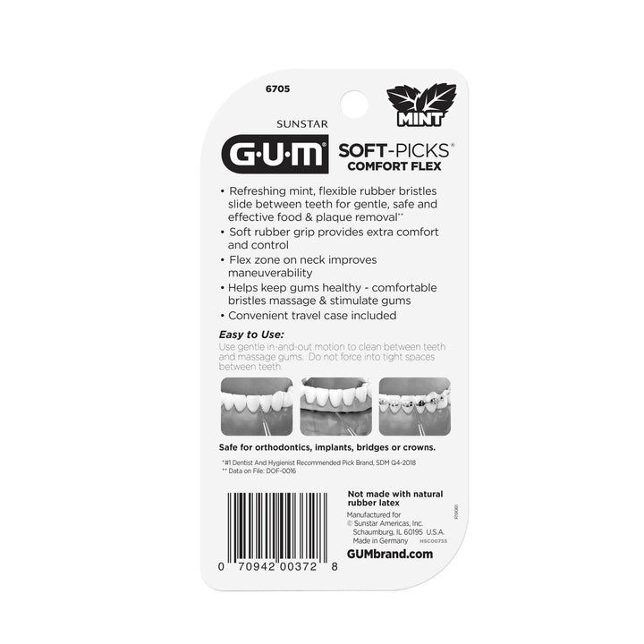 GUM Soft-Picks Comfort Flex, Easy to Use Dental Picks for Teeth Cleaning Health, Disposable Interdental Brushes with Convenient Carry Case, Dentist Recommended Dental Picks, Mint, 80 Count