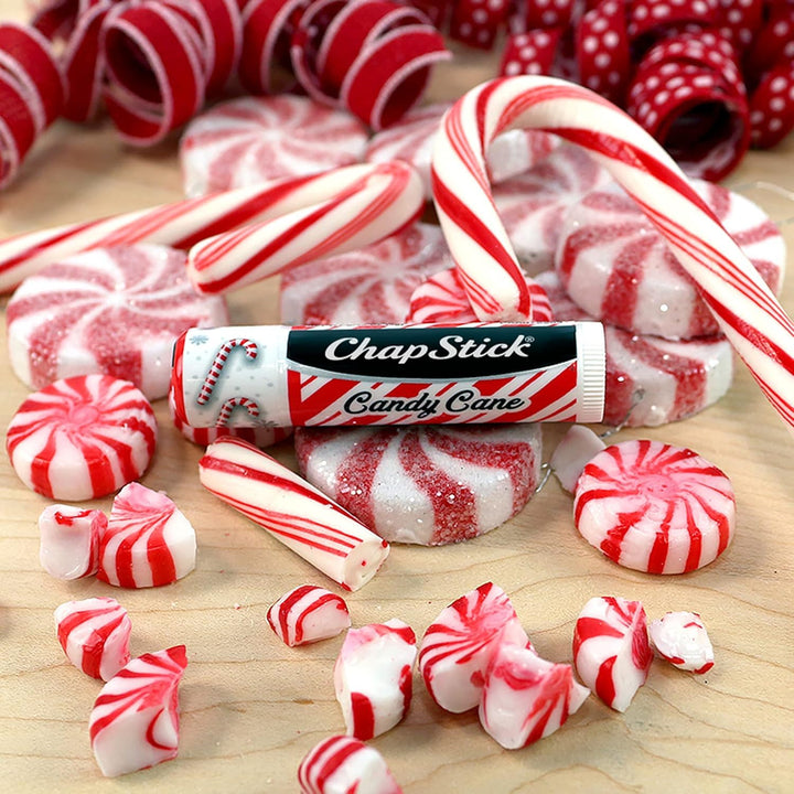 ChapStick Lip Balm, Candy Cane, 3-Count – Fresh & Minty Lip Moisturizer, Stocking Stuffer, 0.15 Oz Ea