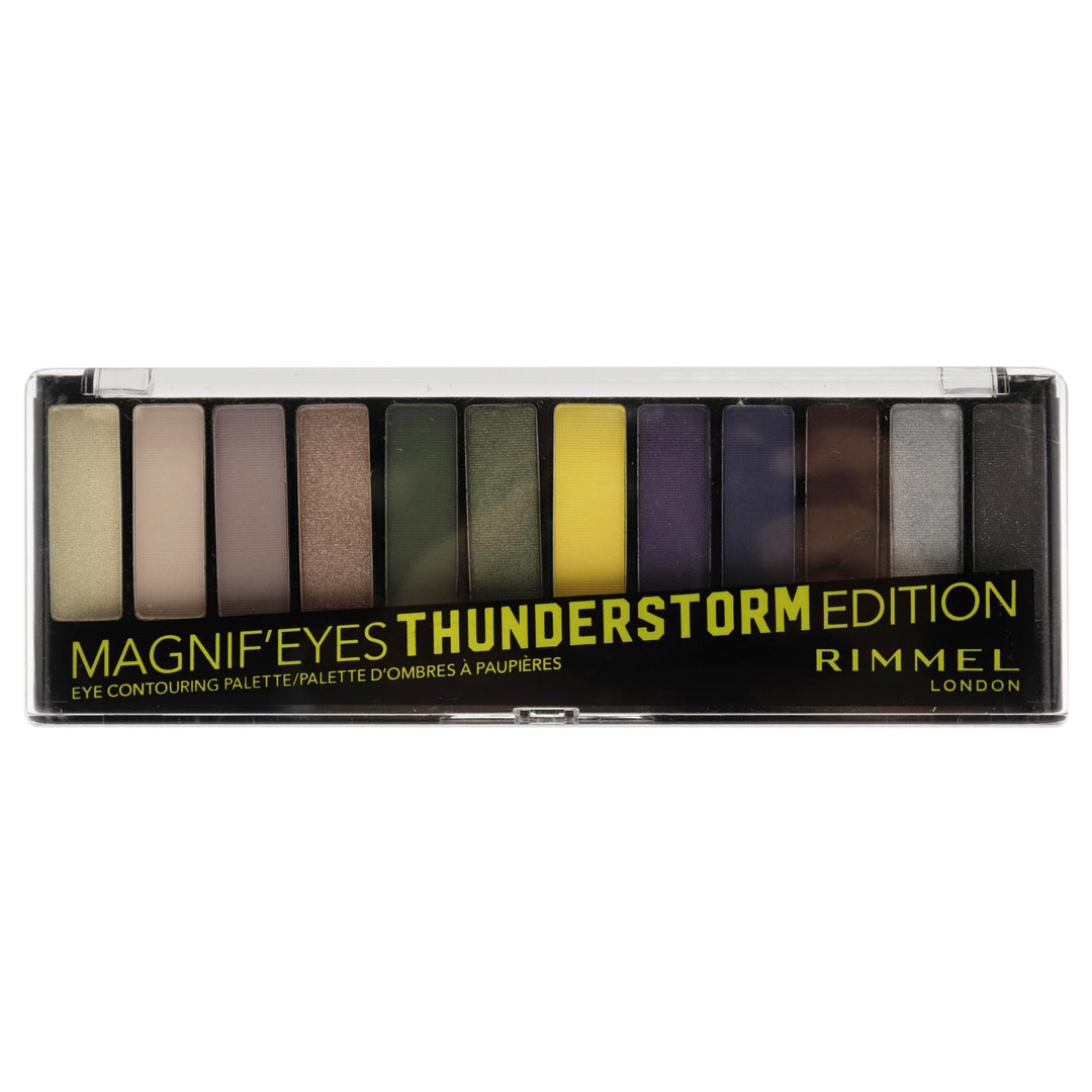 Rimmel London Magnif'Eyes Eyeshadow Palette, 12 Shades, Blendable Formula, Versatile, 010, Thunderstorm, 0.5Oz