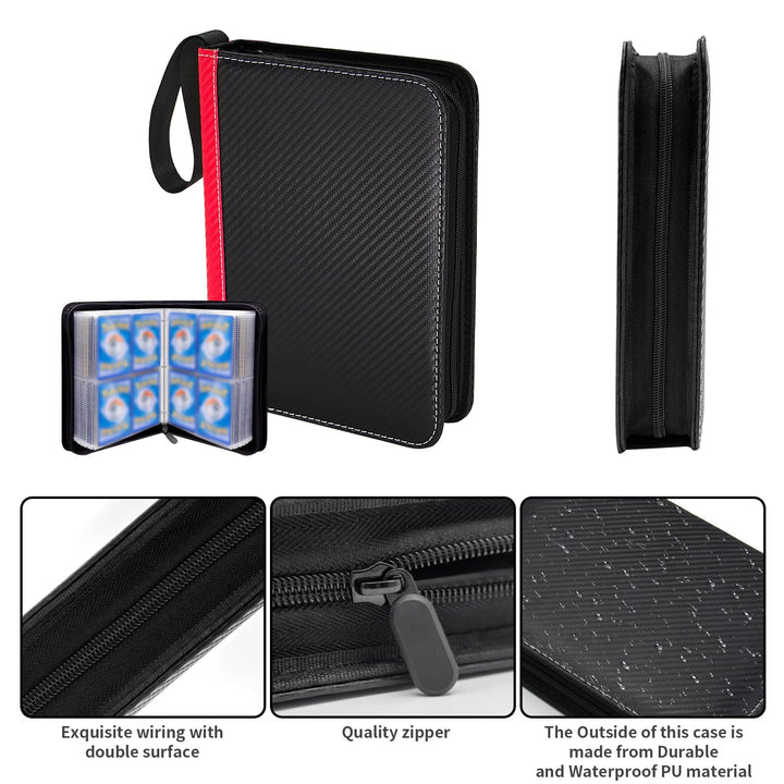 MaoKea Card Binder For Card 4-Pocket Sleeves with 440 Cards Holder,Game Collection Binder Card Holder Of Fit for TCGcard album,game card Yugioh Trading Sports Cards (Red and black)