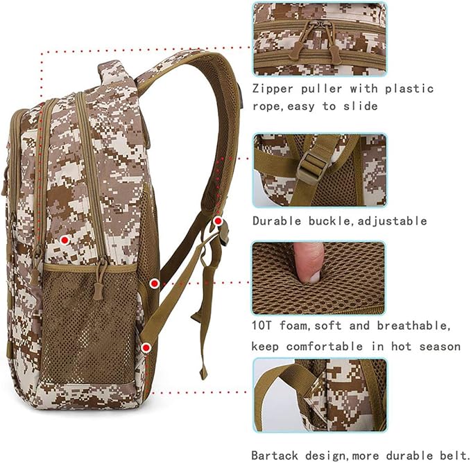 4land Camo Backpack for Boys,Army Boys Backpacks for Elementary Middle School Military,Camouflage Bookbag 40L