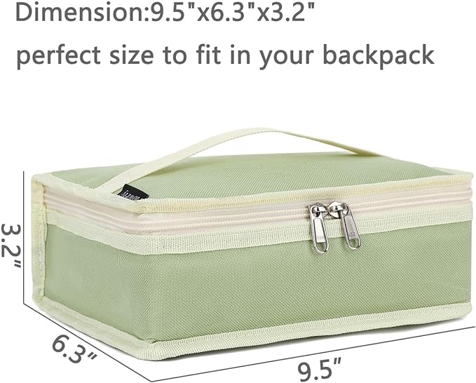 FlowFly Small Insulated Lunch box Portable Soft Bag Mini Cooler Thermal Meal Tote Kit with Handle for Work & School, Light Matcha