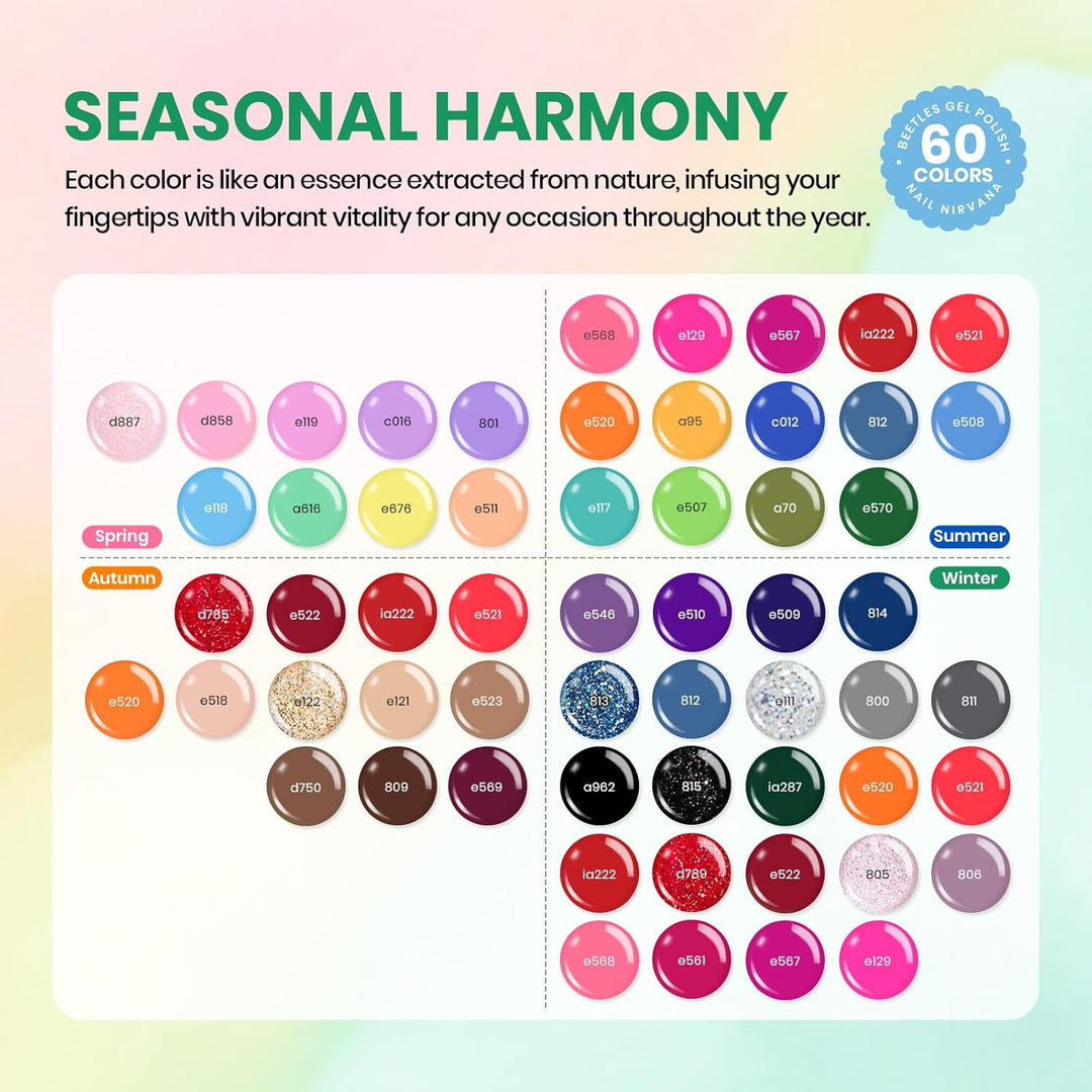 Beetles 23-Pc Glitter Gel Nail Polish Set | Brown, Pink, Blue, Green | UV Soak Off