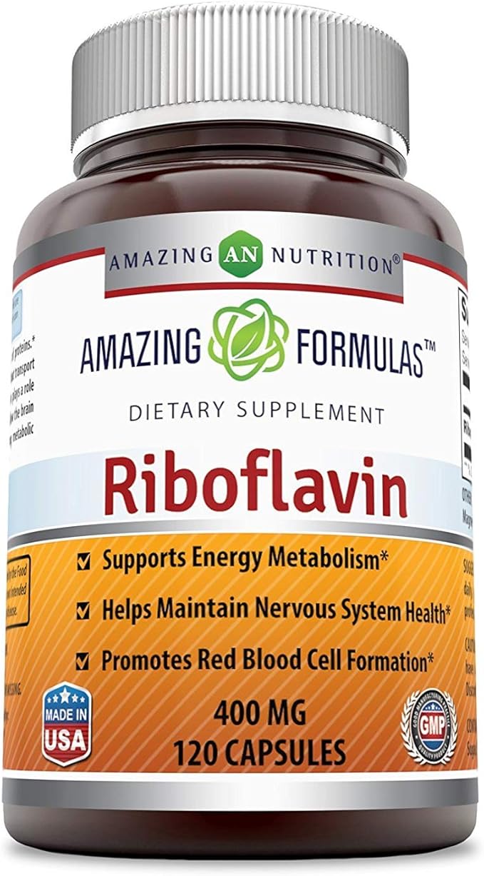 Amazing Formulas Riboflavin 400 mg Capsules | Vitamin B2 Supplement | Non-GMO | Gluten Free | Made in USA (120 Count | 3 Pack)
