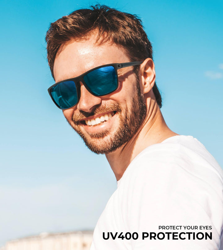 KALIYADI Polarized Sunglasses Men, Lightweight Night Vision Glasses for Driving Fishing Golf (Black/Ice Blue/Night Vision)