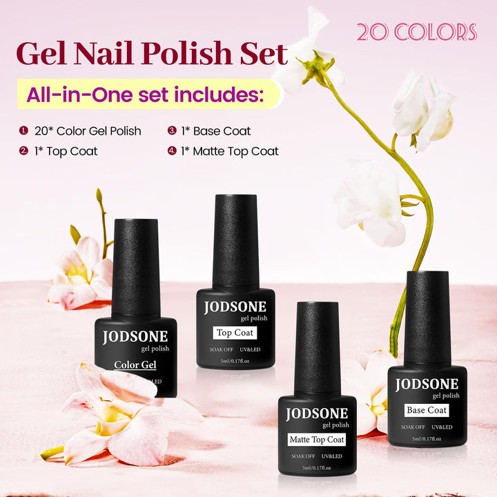 32+4 Pcs Gel Nail Polish Kit | Glitter Soak Off Gel for DIY Manicure