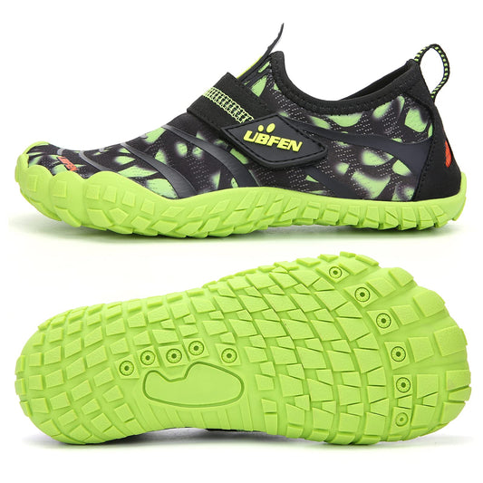 UBFEN Water Shoes for Kids Boys Girls Aqua Socks Barefoot Beach Sports Swim Pool Quick Dry Lightweight Toddler Little Big Kid A Green 8 Toddler