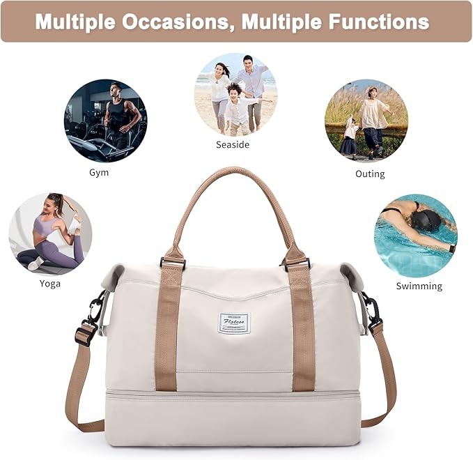 Travel Duffel Bag,Sports Tote Gym Bag,Shoulder Weekender Overnight Bag for Women