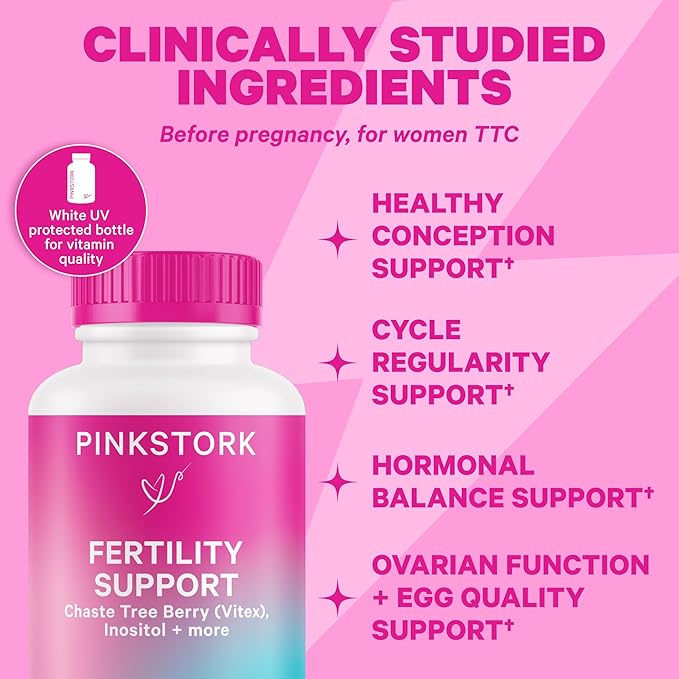 Pink Stork His and Hers Fertility Bundle: Fertility Supplements for Women, Fertility Supplements for Men, Fertility Prenatal Vitamin, Vitex, Inositol, Folate, Vitamin B6, 60 Capsules