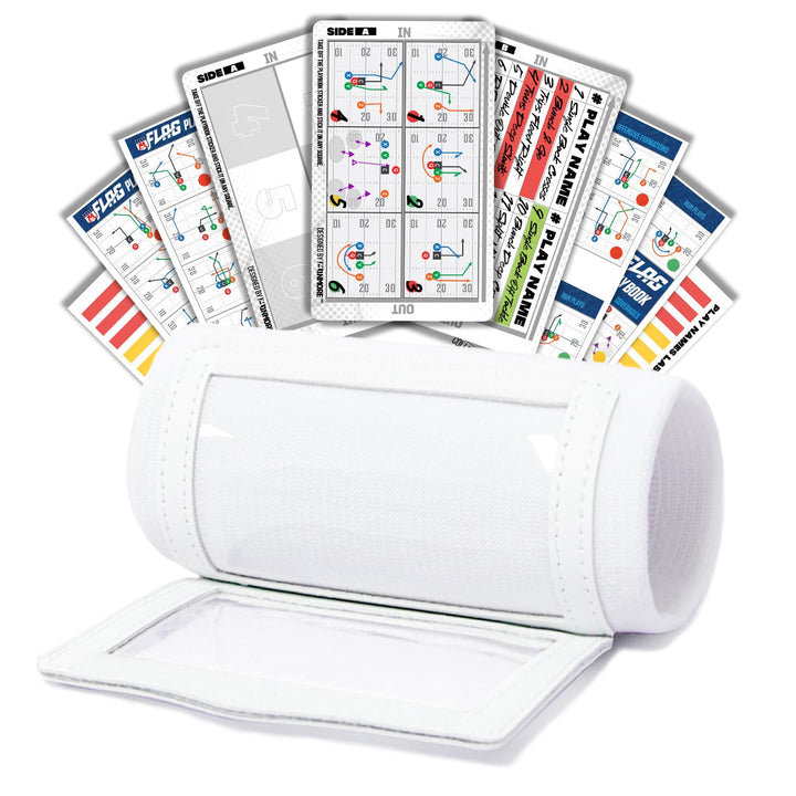 1NMORE Football Wristbands with Playbook System,Wrist Coach for Youth,Softball Wristbands with Tactics Stickers & Cards White