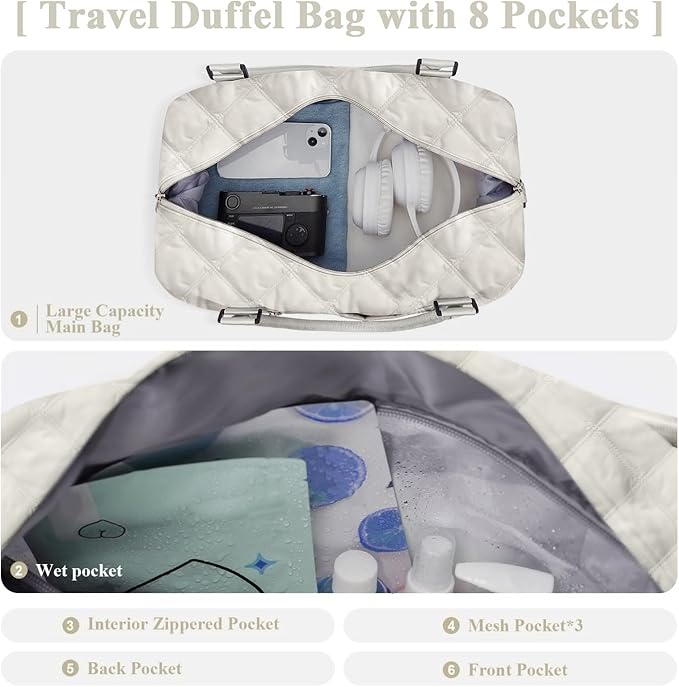 Travel Duffel Bag,Sports Tote Gym Bag,Shoulder Weekender Overnight Bag for Women