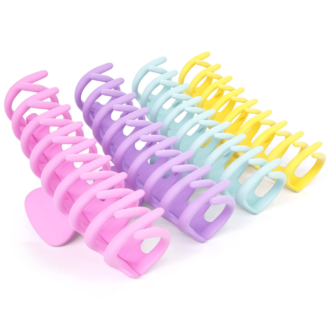FRAMAR Large Claw Clips For Thick Hair – Large Hair Clip For Thick Hair, Big Hair Clips For Women, Hair Claws Clips For Women, Pastel Hair Clips, Pastel Claw Clip - 4 Pack Non Slip Matte Finish