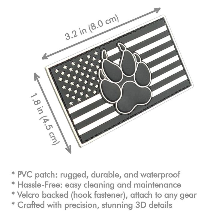 American K9 Patch Tactical PVC Badge Compatible with Velcro Dog Patches for Harness - Service Dog Patches, K9 Patches, Dog Vest Patches, Patches for Hats (Black White - Glow Dark)