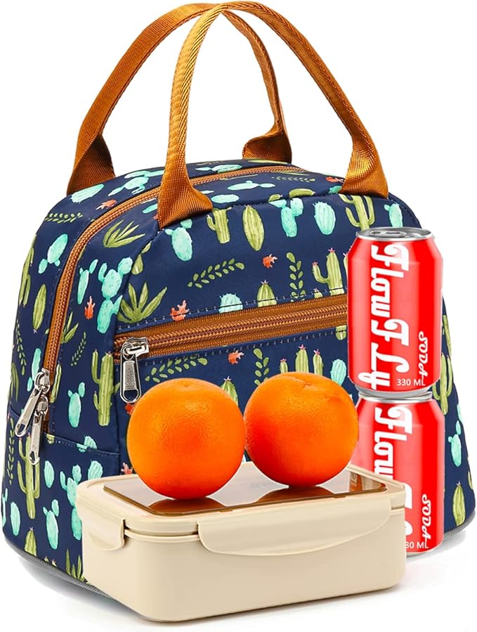 FlowFly Insulated Lunch Bag, Lunch Cooler Tote Organizer, Holder for Women/Men,Cactus