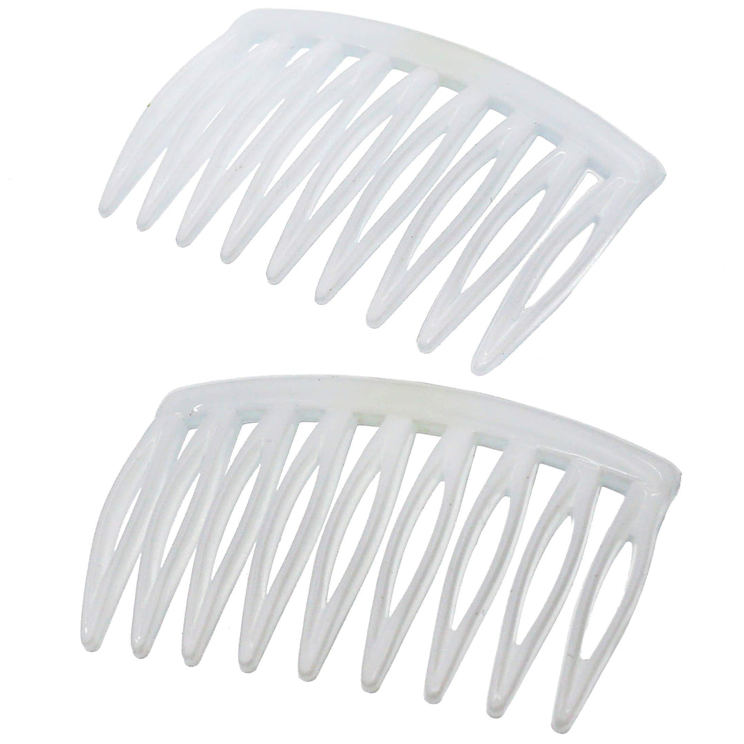 Camila Paris CP3108 French Hair Side Comb, Small, Curved White French Twist Hair Combs Decorative, Strong Hold Hair Clips for Women Bun Chignon Up-Do Styling Girls Hair Accessories, Made in France