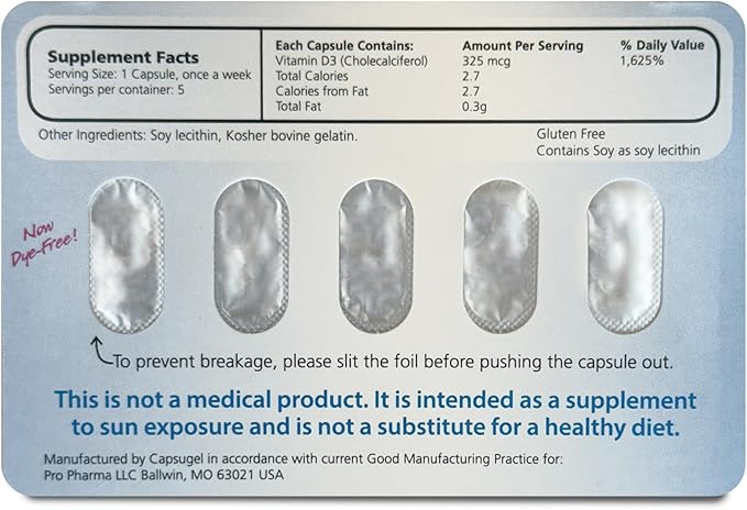13,000 IU, 5 Capsules Total (5-Week Supply) [Packaging May Vary]