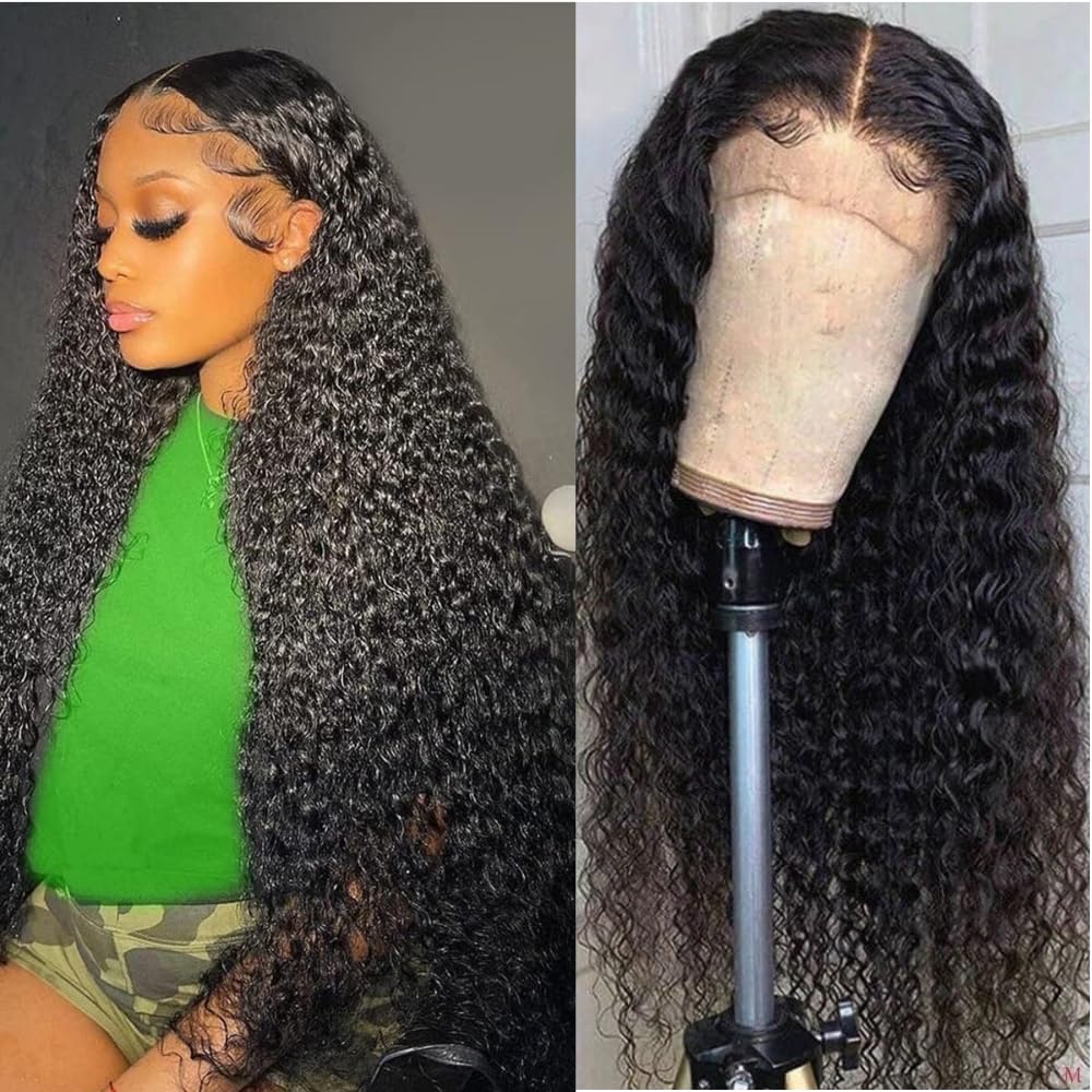 Pinketer Deep Wave Lace Front Wigs Human Hair Natural 13X4 Swiss Lace Frontal Human Hair Wig 180% Density Brazilian Virgin Human