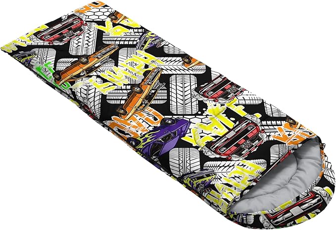 AILONEN Boys Sports Camping Sleeping Bags,Lightweight & Waterproof,3 Season Warm & Cool Weather,Black Player Basketball Sleeping Bags for Kids Adults,Travelling,Outdoors