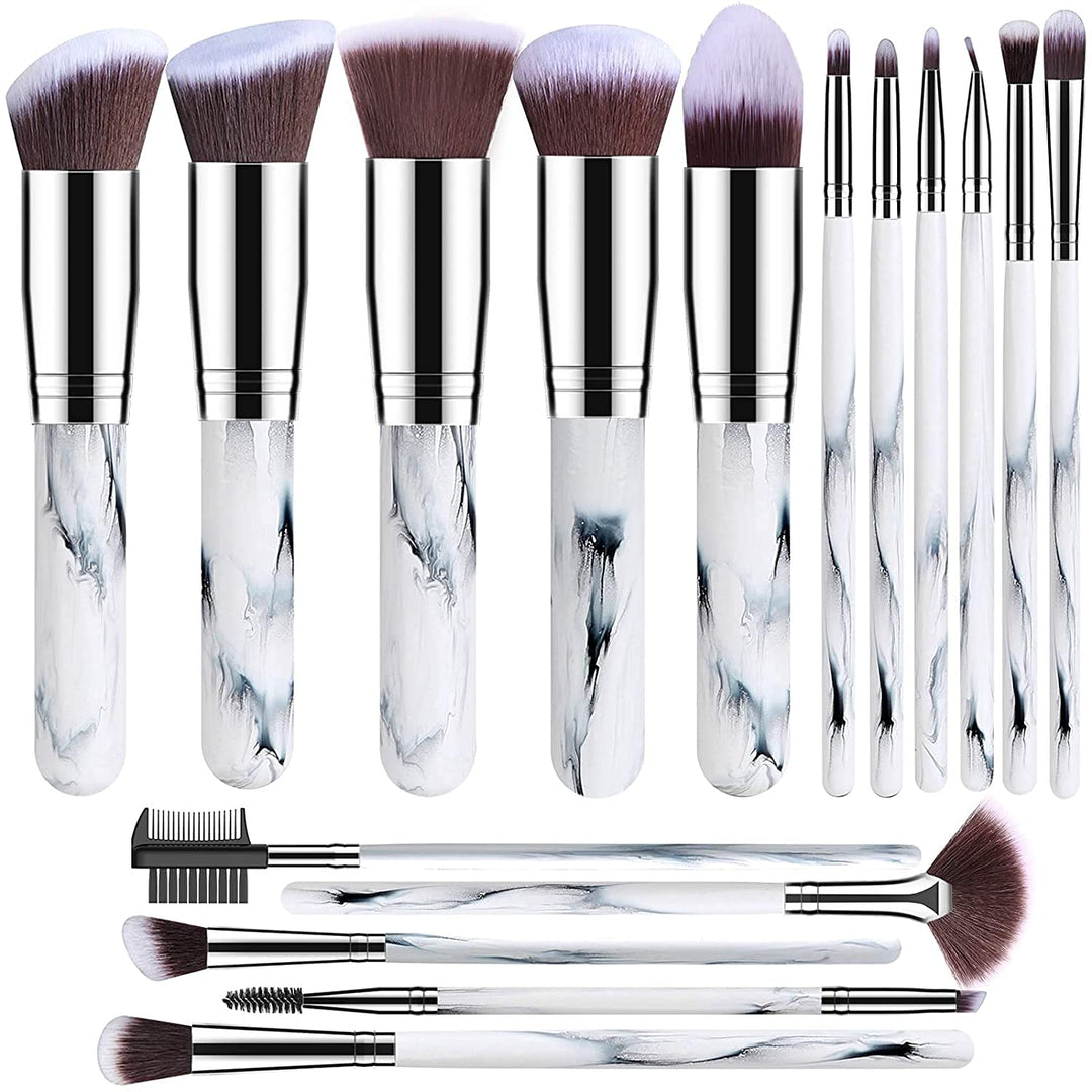 Bestope Pro Makeup Brush Set 16 Pcs Premium Synthetic Foundation Powder Concealers Eye Shadows Blush Makeup Brushes - Marble