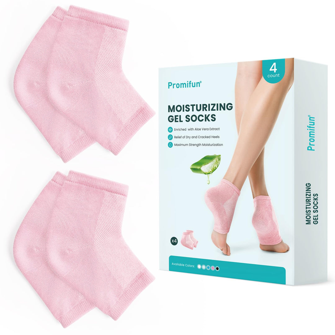 Moisturizing Heel Socks for Cracked Heel Treatment - Promifun 2 Pairs Moisturizer Socks - Heel Socks for Dry Cracked Feet - Cracked Heel Repair - Heel Socks for Women & Men (Pink)