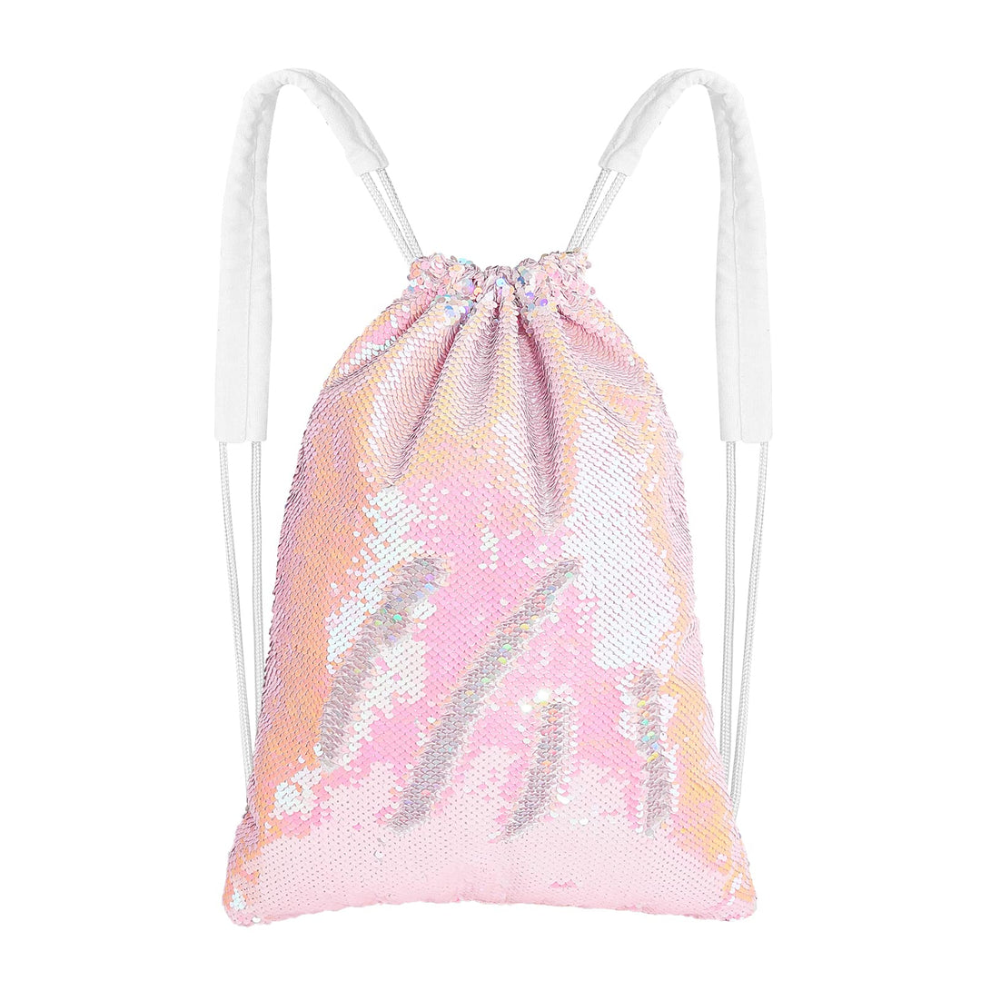 MHJY Sparkly Drawstring Backpack Mermaid Sequin Dance Bag Sports Gym Beach Swim Backpack Birthday Easter Gift Bag