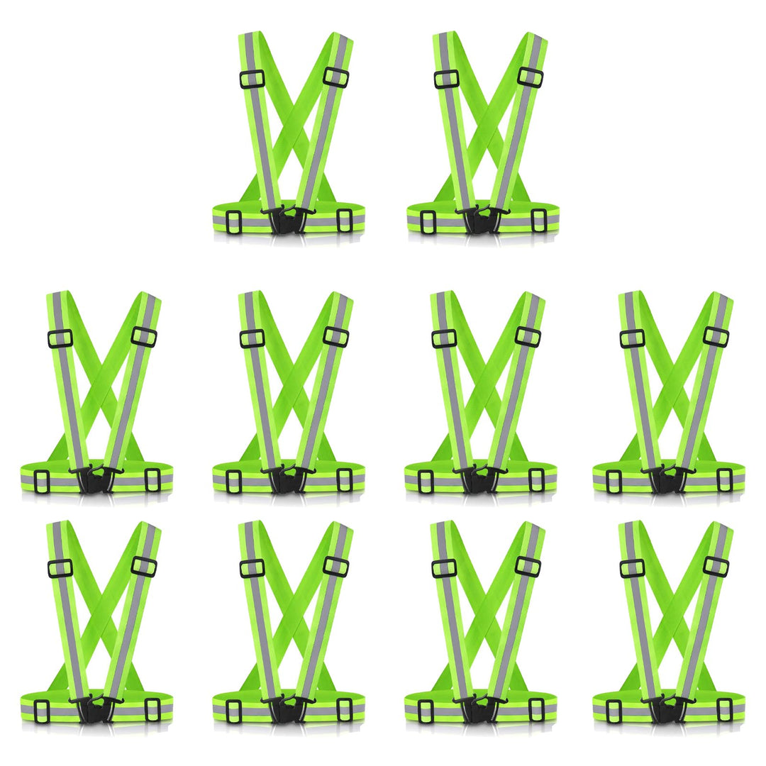 SAWNZC Reflective Vest Gear 10Pack, High Visibility Adjustable Running Vest for Night Running Cycling Jogging Dog Walking