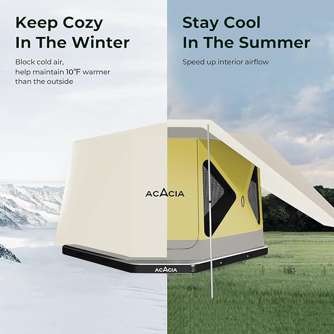 ACACIA Canopy XL for Space Acacia Camping System, PU2000 Waterproof Camping Tarp for 4 Season Camping, UPF50+ Sunproof Tent Tarp with 4 Telescoping Poles, Carry Bag, Almond