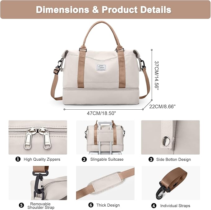 Travel Duffel Bag,Sports Tote Gym Bag,Shoulder Weekender Overnight Bag for Women