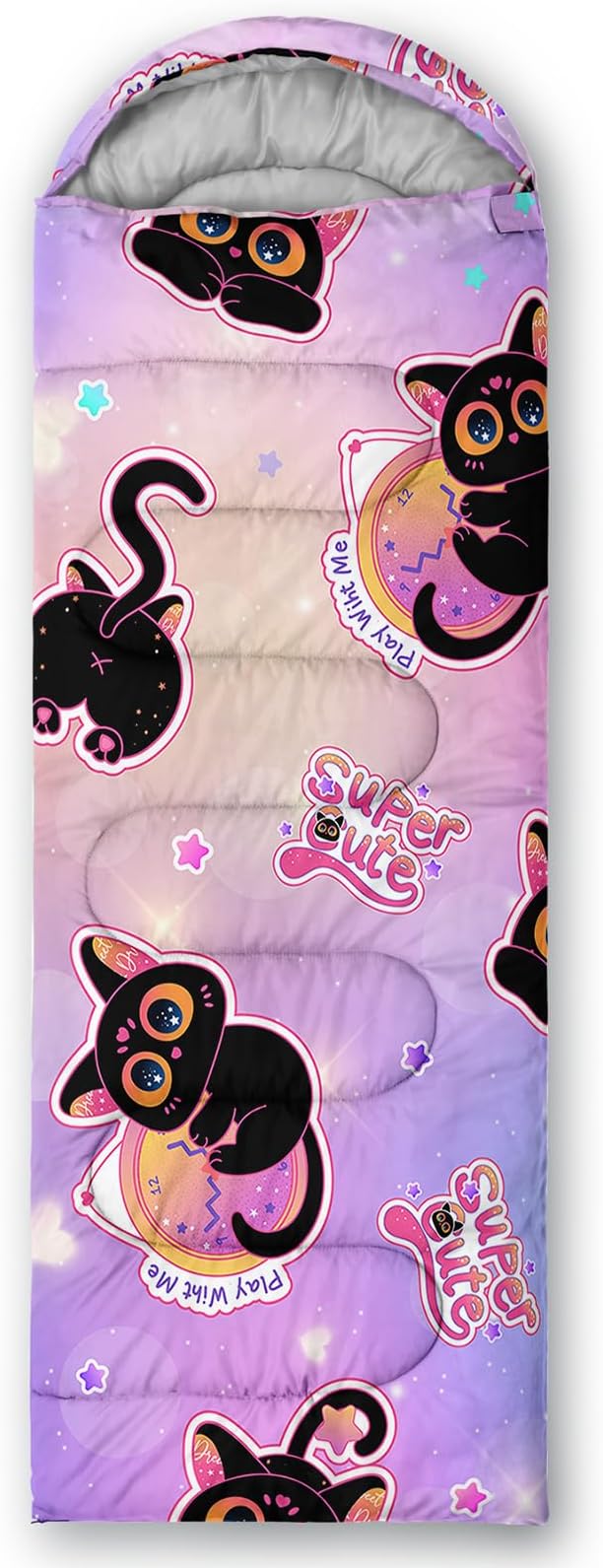 AILONEN Cartoon Fox Camping Sleeping Bag for Boys Girls Adults,Lightweight & Waterproof,3 Season Warm & Cold Weather,Portable,Kawaii Fox Printed Sleeping Bag,Traveling,Camping,Hiking