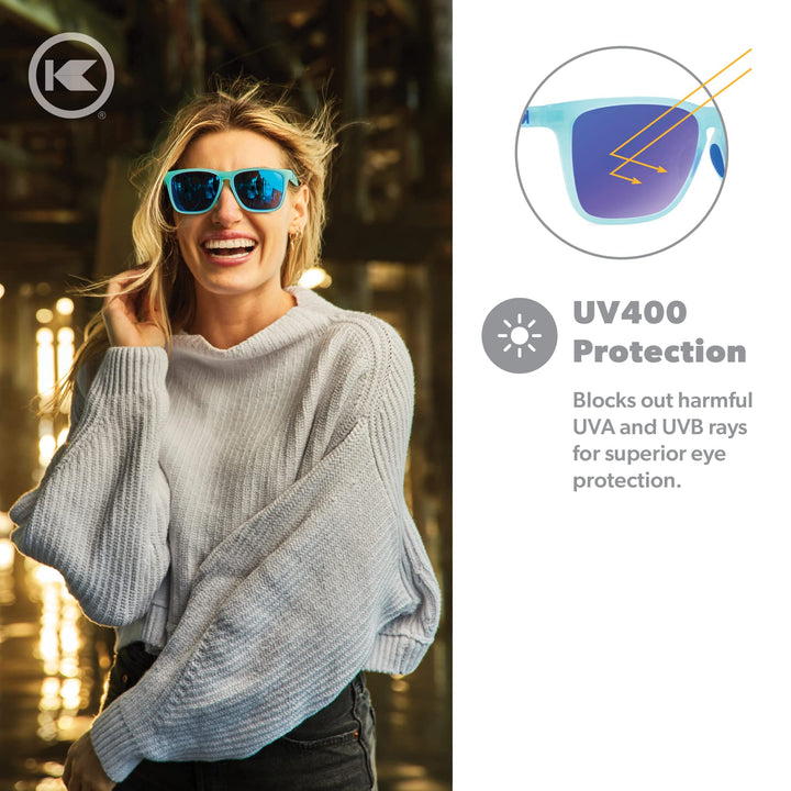 Knockaround Fast Lanes Sport - Polarized Running Sunglasses for Women & Men - Impact Resistant Lenses & Full UV400 Protection, Icy Blue/Moonshine