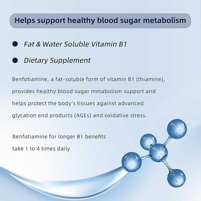 Vitamin B1 500mg with Benfotiamine 20mg, 120 Capsules – 2 in 1 B-1 Complex Enhanced Formula – Fat & Water Soluble Thiamine B1 Supplement – Third Party Lab Tested, Non-GMO, No Gluten