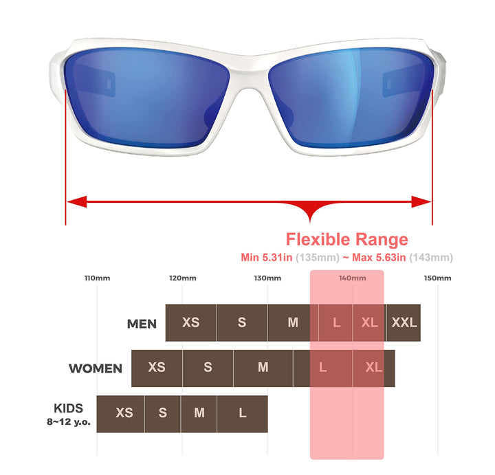 QOOL TIMES Living out your Polarized Sunglasses for Men Women Medium to Large, White Blue Lens