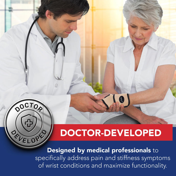 Dr. Arthritis Doctor Developed Comfy, Lightweight, Wrist Support-Strap-Brace-Hand Support, for Both Right and Left Hand, for Men and Women (Nude, 2 Pack)