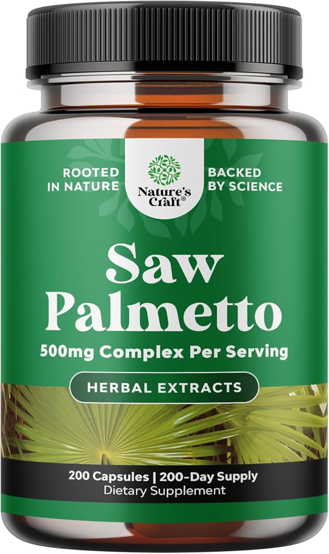 Extra Strength Saw Palmetto Extract - Advanced Herbal Complex for Hair Health and Urinary Support with Plant Sterols & Flavonoids - Potent Herbal Supplement with 500mg per Serving - 200 Capsules