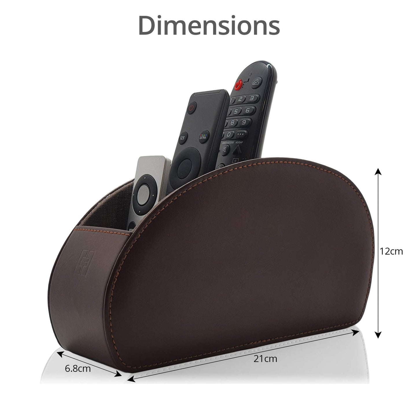 Connected Essentials Remote Control Holder Brown 5 Compartment TV Remote Organiser and Office Tidy, Living Room and Bedroom TV Control Storage Caddy CEG-10