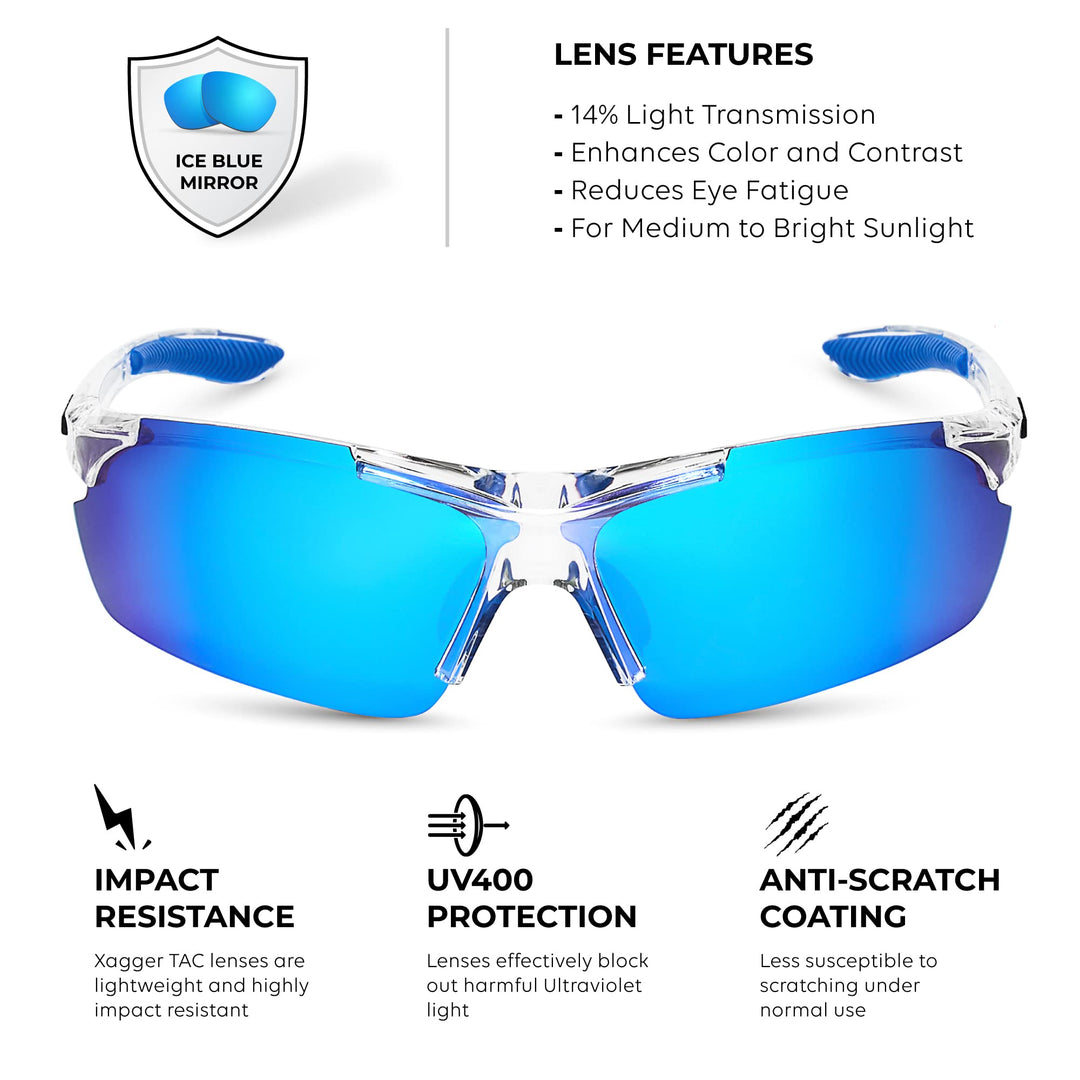 Xagger Polarized Wrap Around Sport Sunglasses for Men Women UV400 Baseball Softball Running Cycling Glasses
