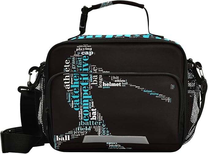 Baseball Lunch Bag Insulated Softball Lunch Box Cooler Bag Cooling Tote Food Container for Men Women Kids