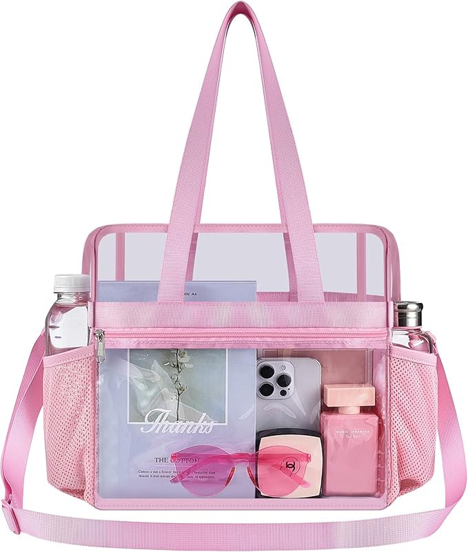 USPECLARE Clear Tote Stadium Approved, Security Travel & Gym Clear Bag for Work Sports Games Concerts
