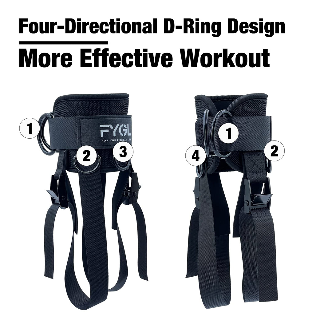 FYGL Dumbbell-Foot-Attachment, Ankle-Strap-for-Cable-Machine, Kickbacks Leg Curl Leg Extensions Glutes Workout at home for Men and Women, Black, Single