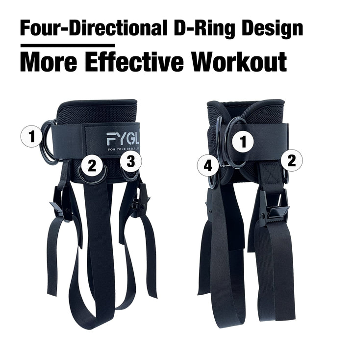FYGL Dumbbell-Foot-Attachment, Ankle-Strap-for-Cable-Machine, Kickbacks Leg Curl Leg Extensions Glutes Workout at home for Men and Women, Black, Single