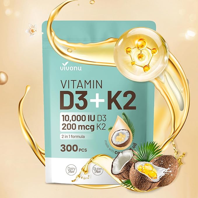 Oil of Oregano Capsules & Vitamin D3 10000 iu Plus K2 (MK-7) 200 mcg, 300 Coconut Oil Softgels