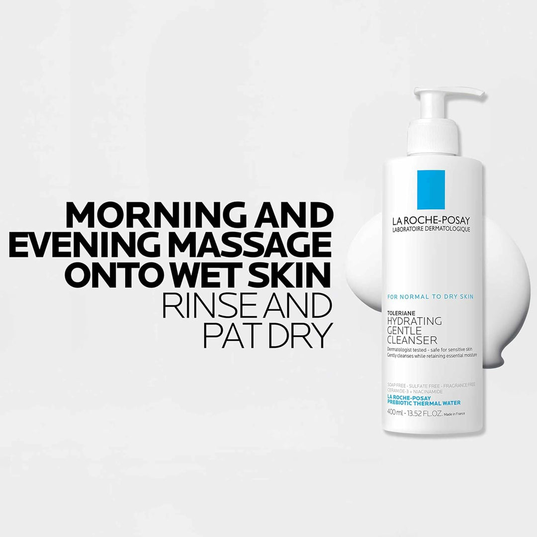 La Roche-Posay Toleriane Hydrating Face Cleanser | Niacinamide & Ceramides | Fragrance-Free for Sensitive Skin