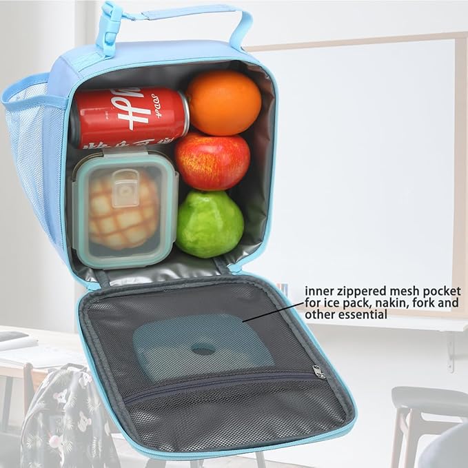 Lunch Box for Kids Boys Girls Men Women,Insulated Small Soft Cooler Lunch Bag Kit for School Work Picnic Travel - Reusable Portable lunchbox,Blue