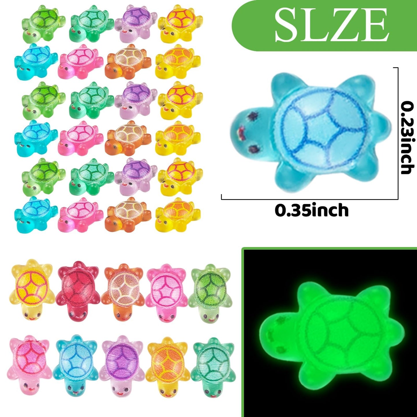 100 Pieces Tiny Turtles for Crafts Luminous Mini Resin Turtles Dollhouse Miniatures Mini Animals for Fairy Garden Micro Landscaping Decoration